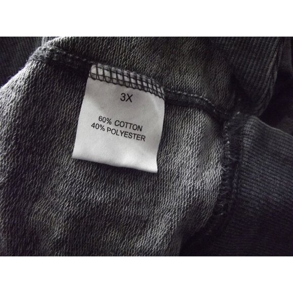 French Terry Sweatshirt Womens 3X Gray Leopard Print V-Neck Relaxed Fit - Picture 4 of 13